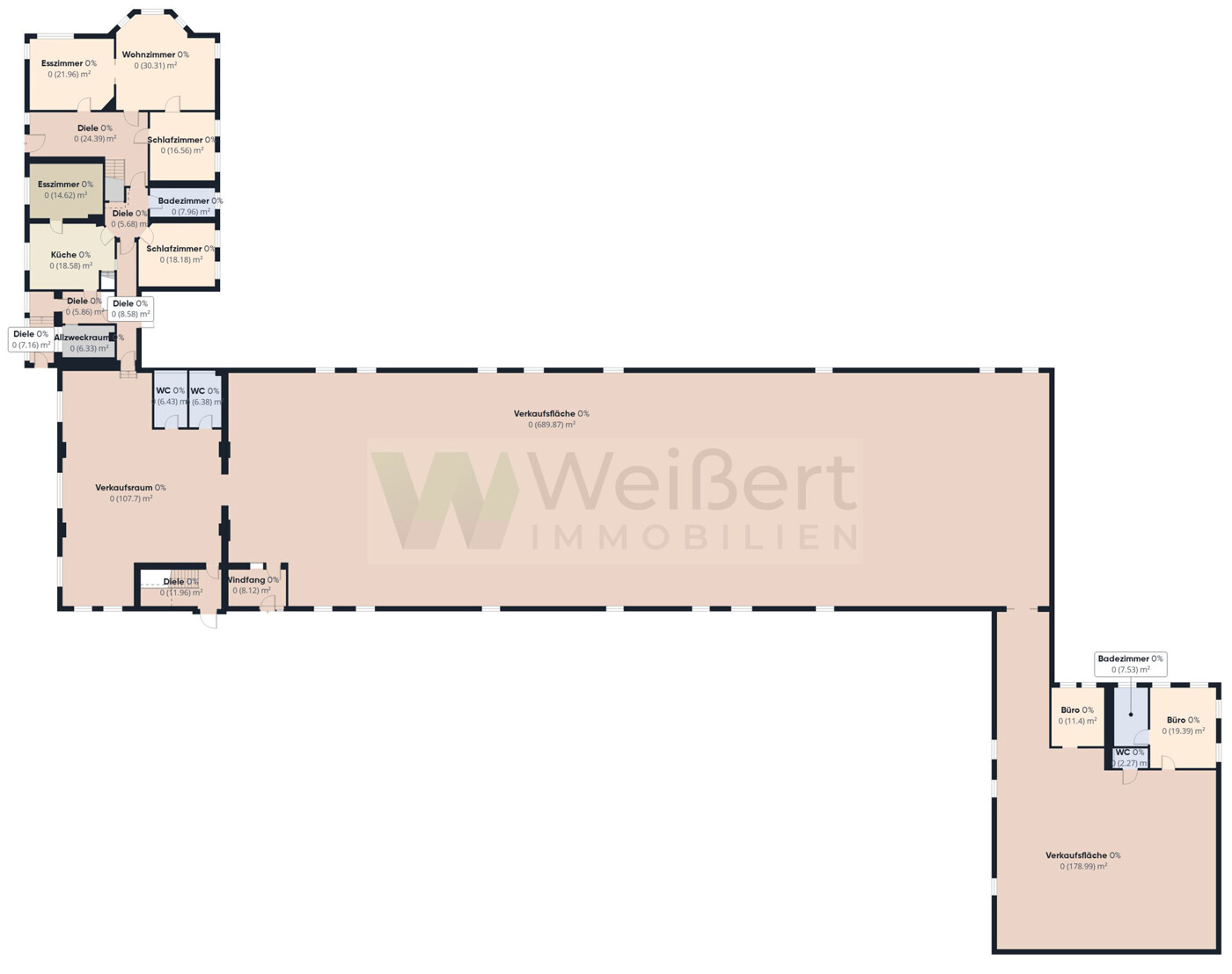 Grundriss Verkaufsfläche + Bürogebäude EG