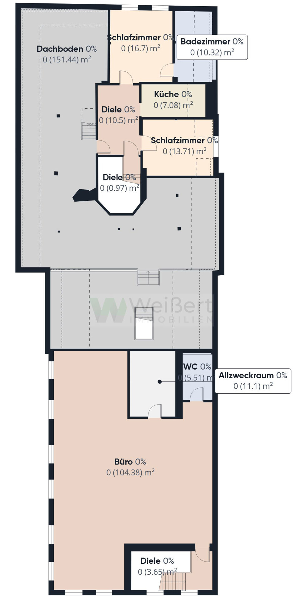 Grundriss Verkaufsfläche + Bürogebäude DG
