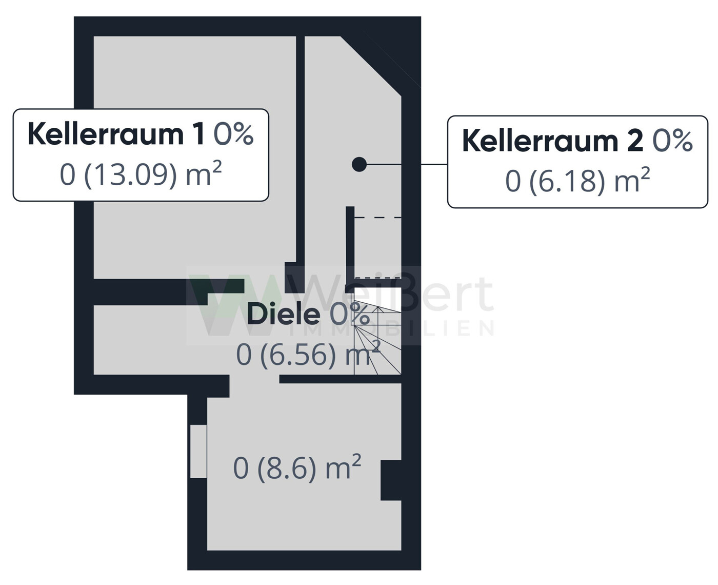 Grundriss Verkaufsfläche + Bürogebäude Keller