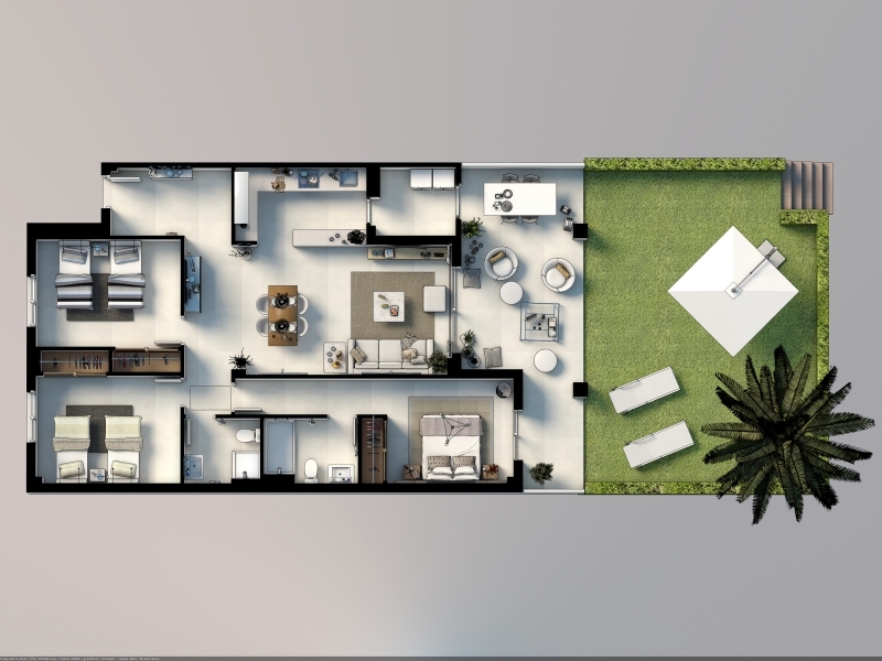 Plan de apartamento de jardín Plan de apartamento de jardín