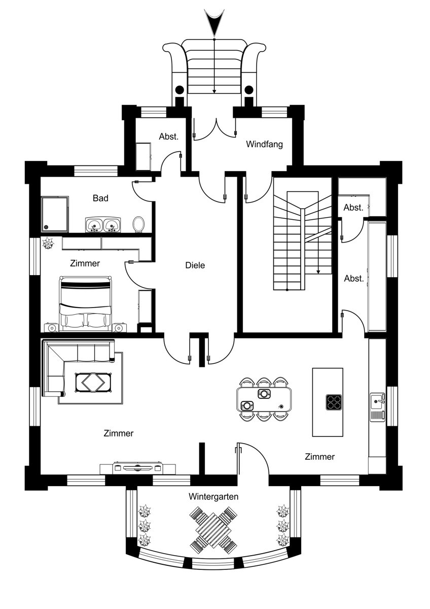 Grundriss (Möblierung beispielhaft, Abweichungen möglich)