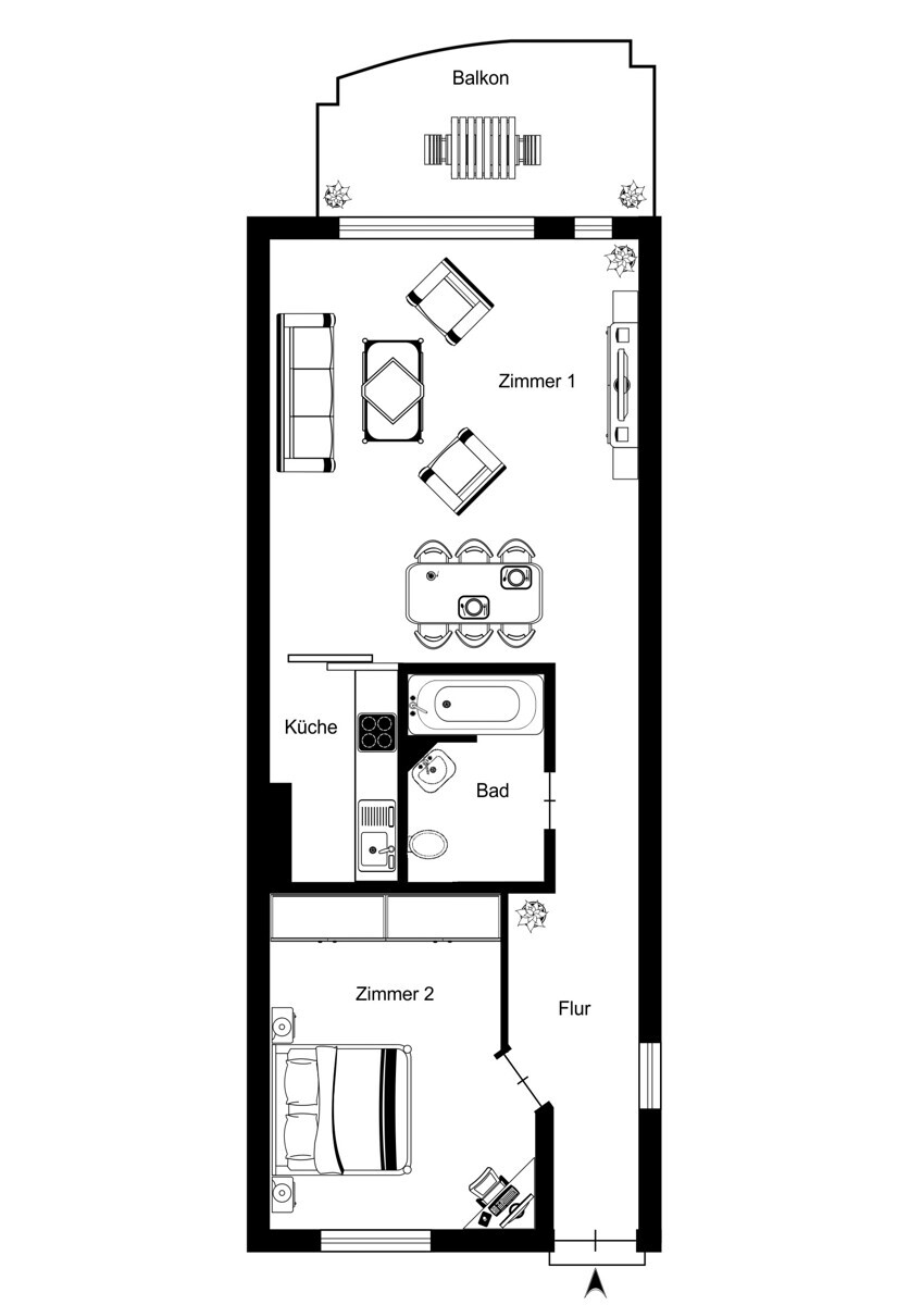 Grundriss (Abbildung beispielhaft, Abweichungen möglich)