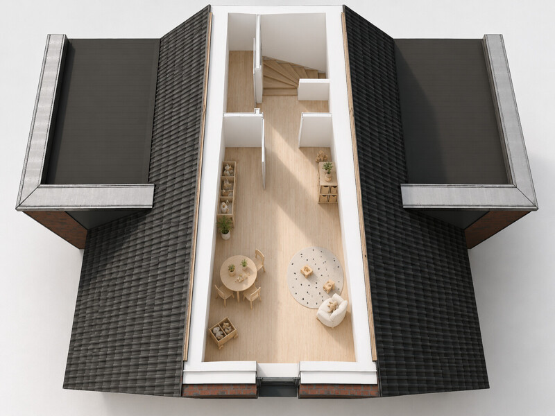 Grundriss Spitzboden, möglicher Ausbau – Neubau-Doppelhaushälfte Rheine-Mesum