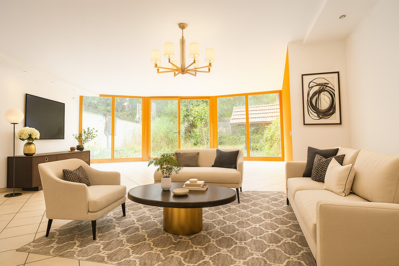 Virtuelles Homestaging des Wohnzimmers - Perspektivisch eine eigene Wohneinheit