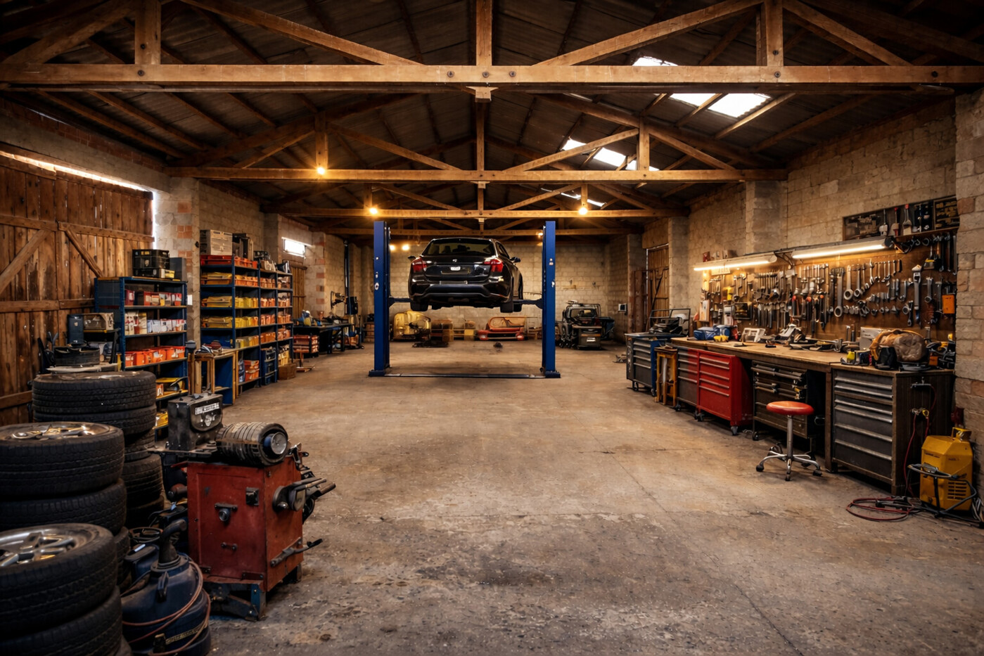 Werkstatt in der Halle - digitale Visualisierung