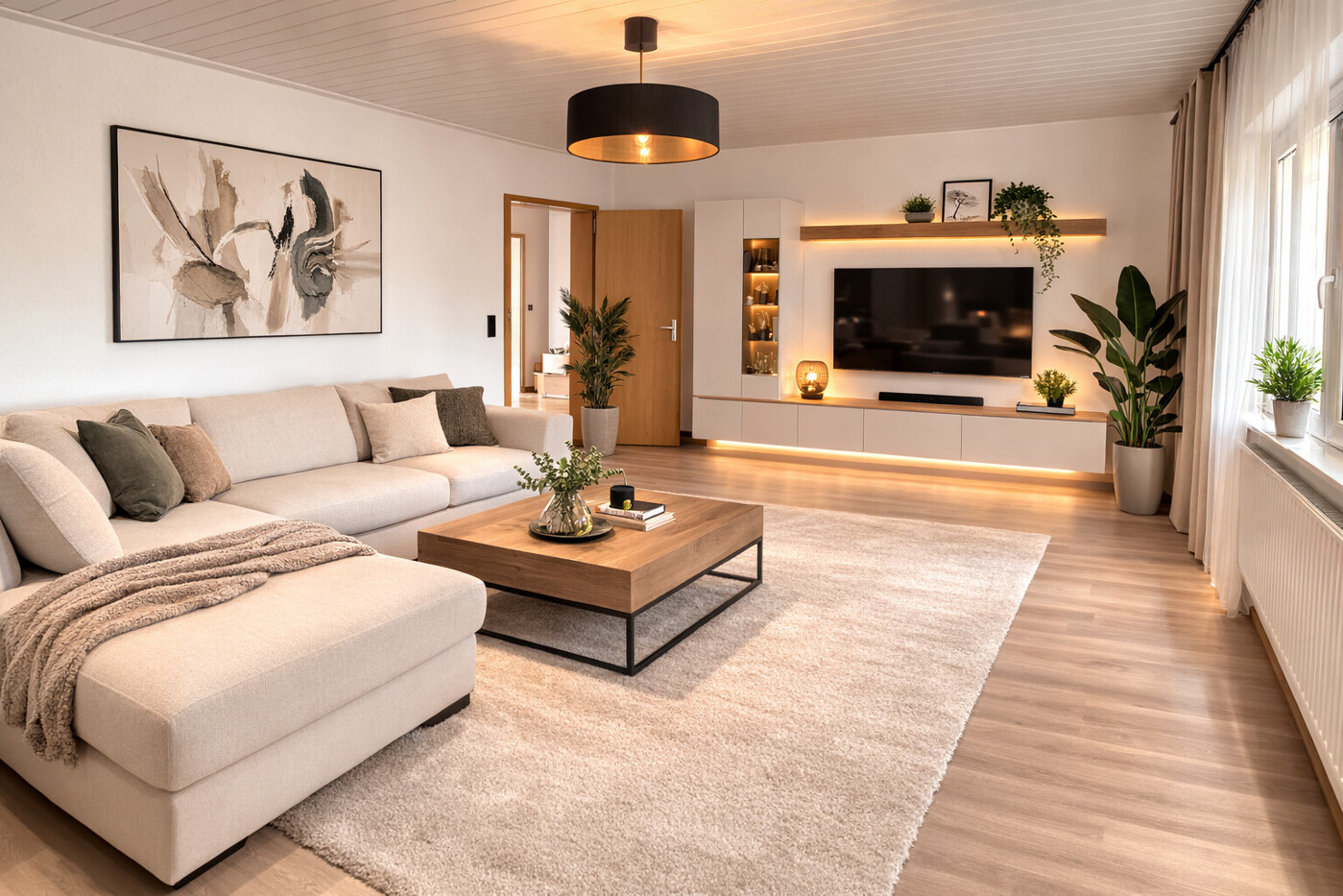 Nach Renovierung - Digitales Homestaging des Wohnzimmers