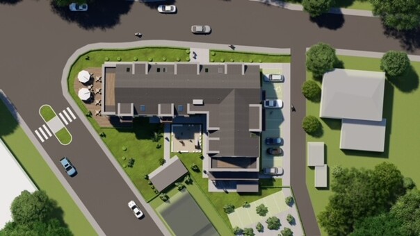 Luftansicht des Neubauprojekts