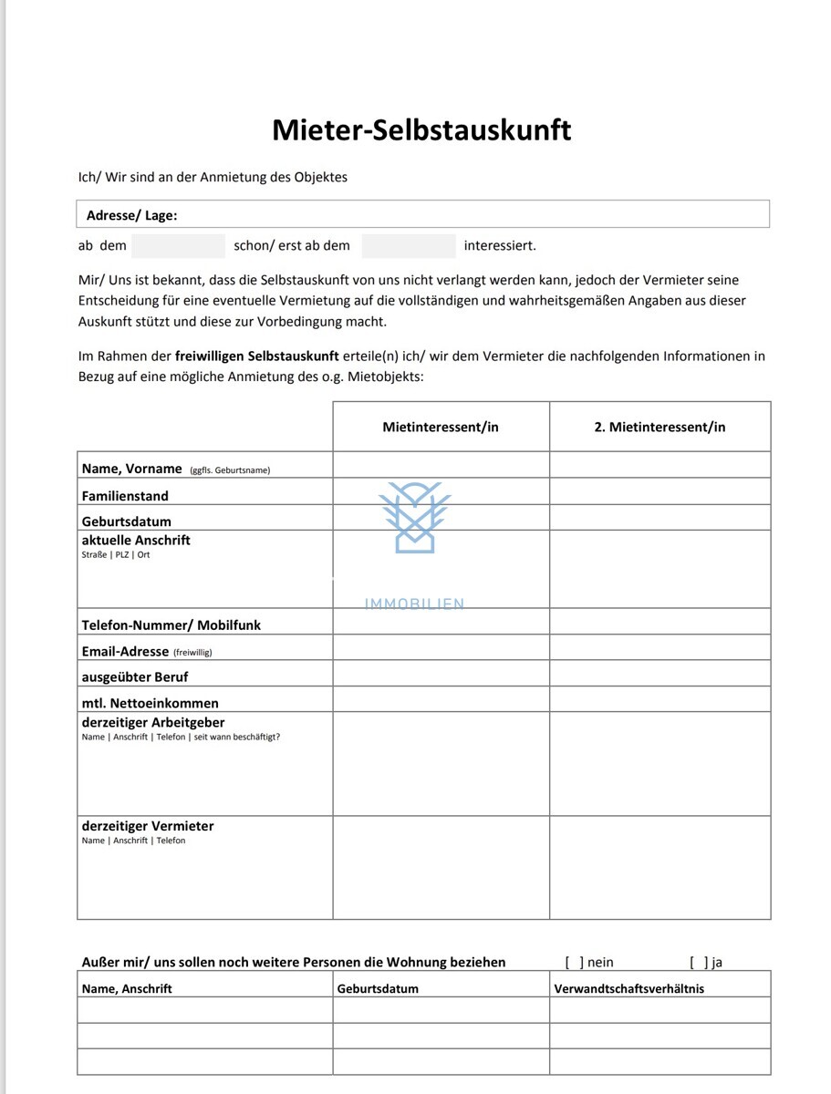 Mieter-Selbstauskunft