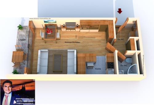 MUSTER - Wohnung - 1 Zi -  App. in  3 D