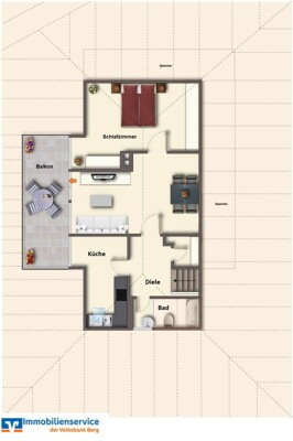 Grundriss Dachgeschoss (Einliegerwohnung)