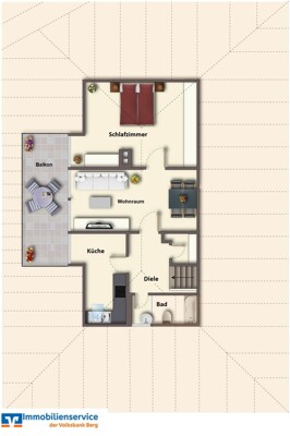 Grundriss Dachgeschoss (Einliegerwohnung)