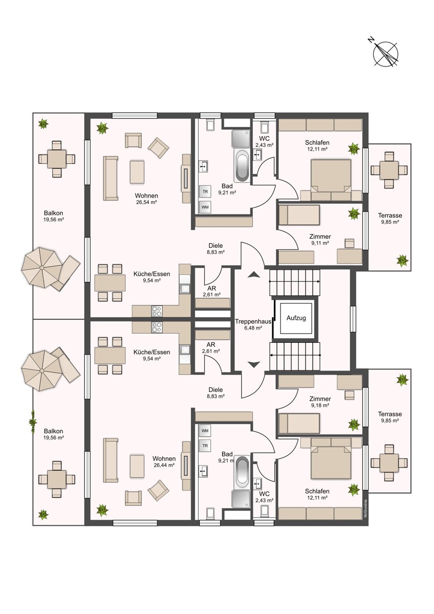 EG Wohnung mit Balkon und Terrasse Nr. 3 & 4
