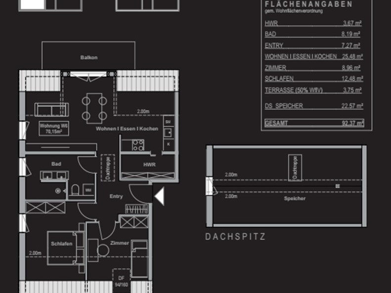 Neubauwohnung mit Einbauküche und Wohnraum im Speicher - Foto 3