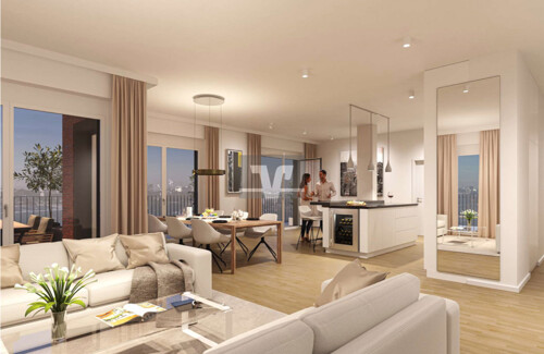 Helle Wohn-/Essbereiche mit großzügigem Schnitt