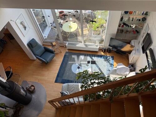 Wohnzimmer: Blick von der Galerie