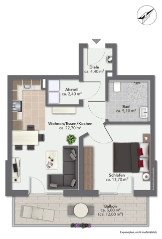 Neuwertige, seniorengerechte, ruhige 2-Zi.-ETW mit Lift, EBK und Carport (gut vermietet)