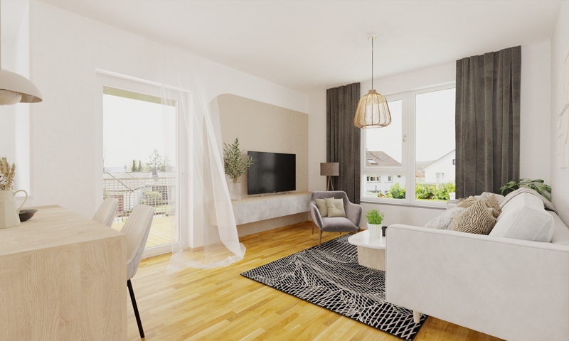 Stilvolles Wohnen mit Nachhaltigkeitskonzept - KfW-Effizienzhaus 40; 3-Zimmer mit Balkon - provisionsfrei