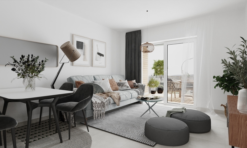 Stilvolles Wohnen mit Nachhaltigkeitskonzept - KfW-Effizienzhaus 40; 2-Zimmer mit Balkon - provisionsfrei