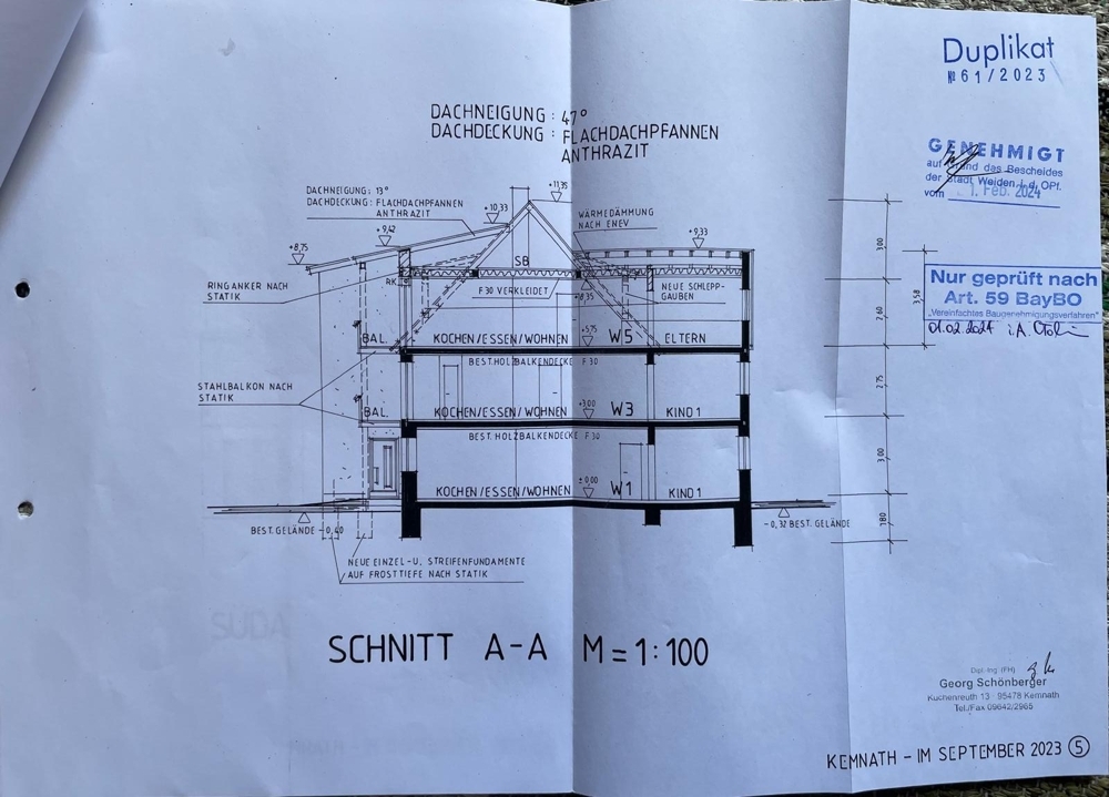 Planung nach Sanierung Schnitt