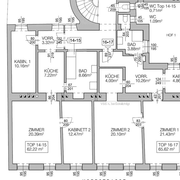 Grundrissplan_Top14-15 + Gang WC