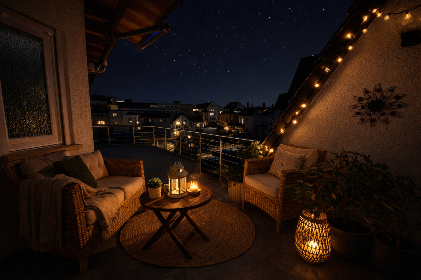 Dachterrasse bei Nacht