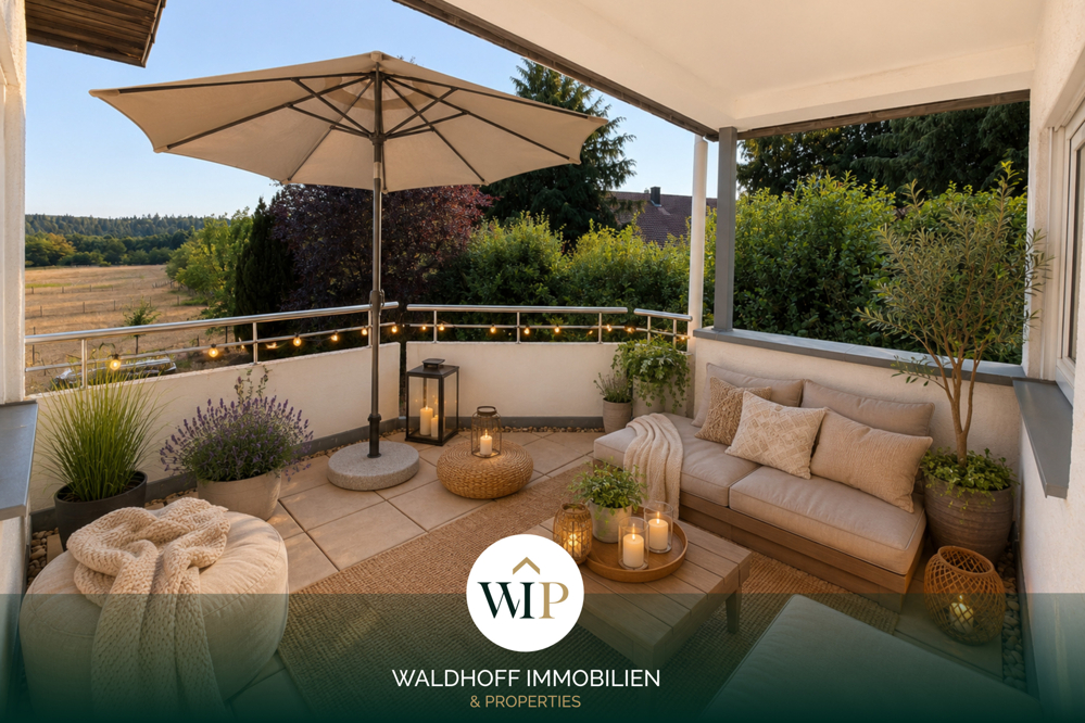Wohnen am Waldrand, Attraktive Erdgeschosswohnung mit Hobbyraum, Garten & großem Balkon