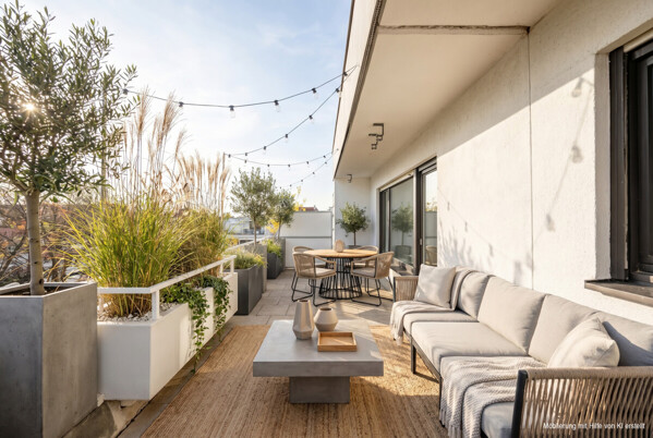 Sonnige Dachterrasse illustriert