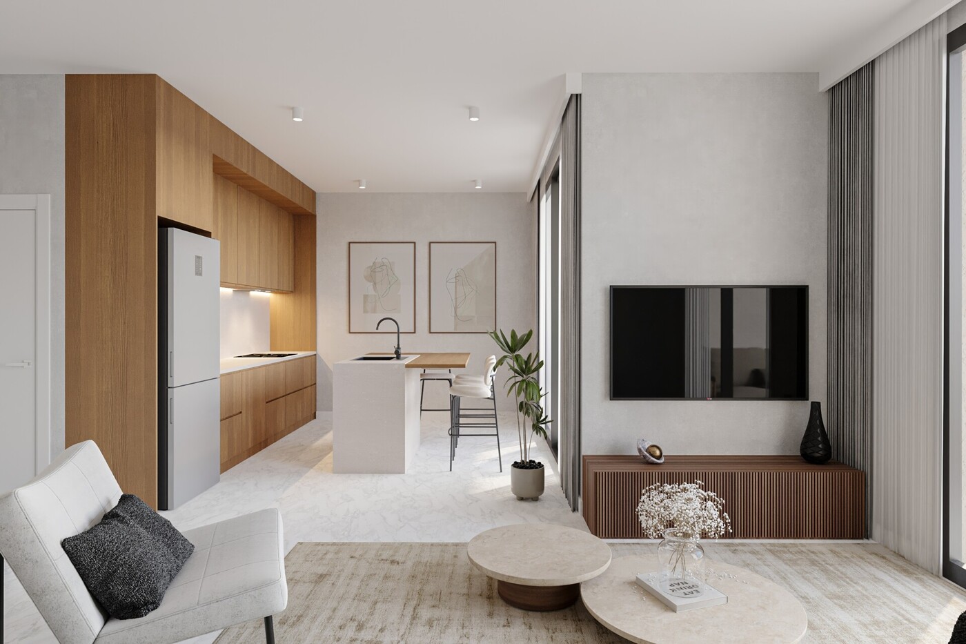 Modernes 2-Schlafzimmer-Apartment mit weitläufiger Veranda und zwei Pools