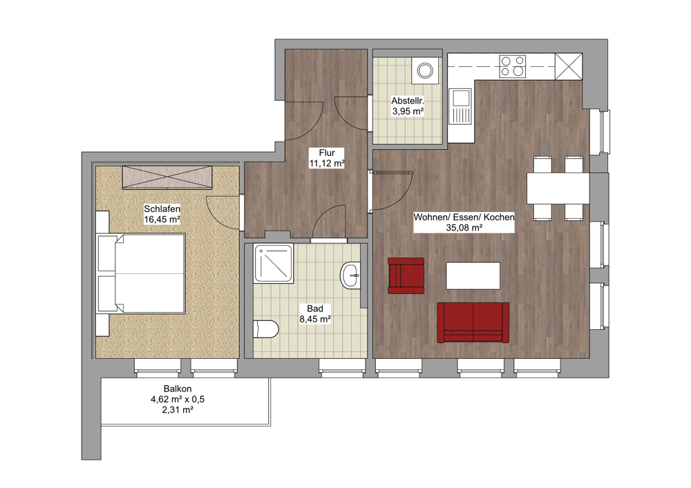 Moderne 2-Zimmer-Wohnung mit Balkon - Foto 5