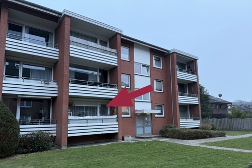 Ansicht auf den Balkon mit Pfeil