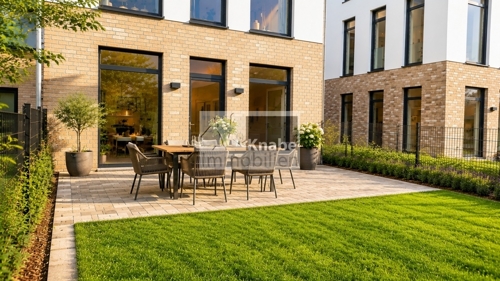 Eigenes Gartenstück mit Terrasse (Möbel KI generiert)