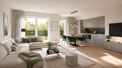 Visualisierung Wohnzimmer EG-Wohnung Haus 1 - BV WIG - Bargloyer Straße 17 - 27793 Wildeshausen