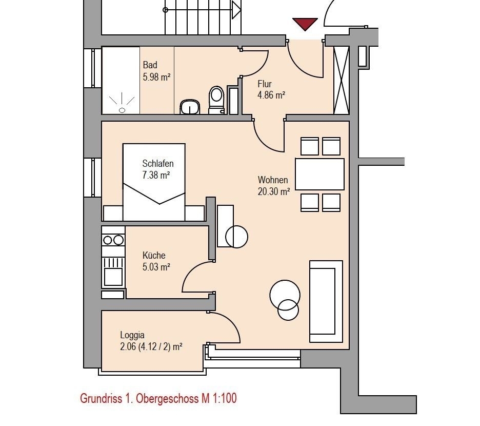5969 - 2-Zimmer-Wohnung mit Loggia und Personenaufzug zu vermieten (Neue Straße 15) - Photo 3