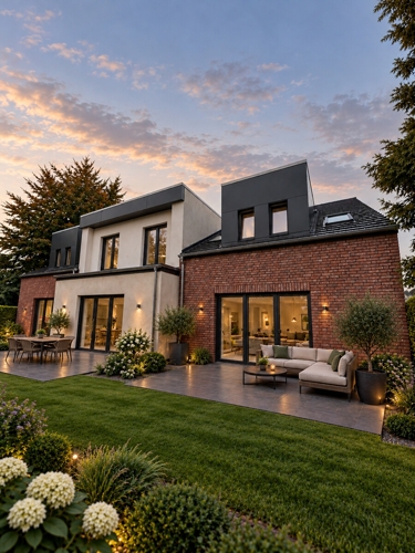 Modernes Haus im Abendgarten (1)
