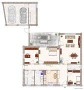 Grundriss Bungalow und Garage