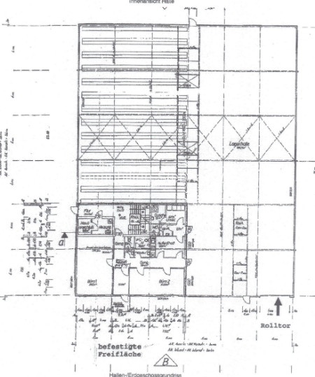 Grundriss Werkstatt, Lager und Büro