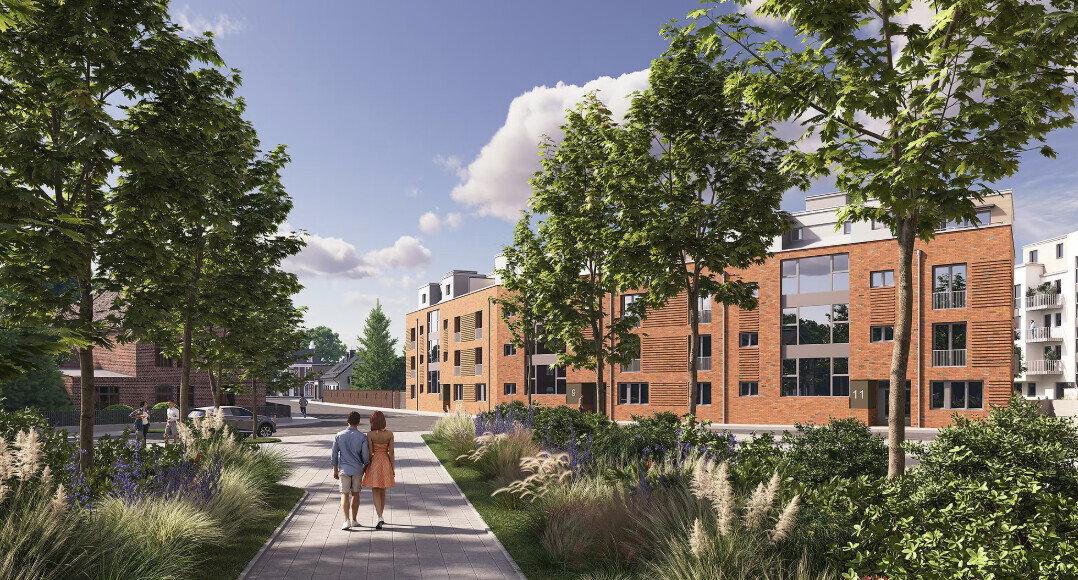 Zufahrt von der Bahnhofstraße ins Hospital Quartier