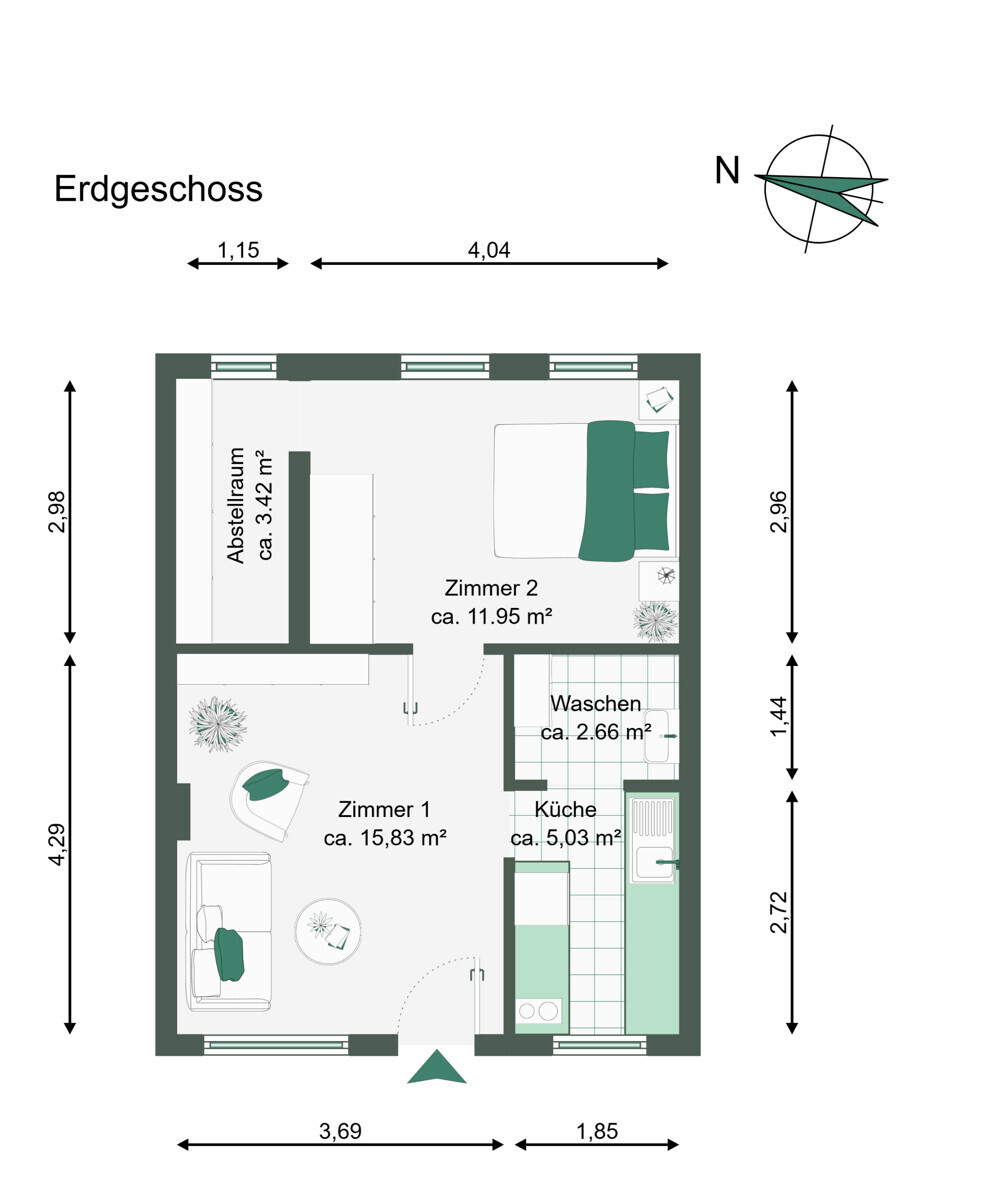 Grundriss Gartenbungalow