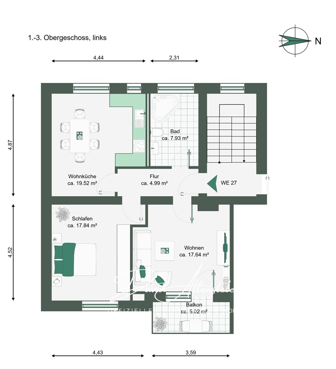 Grundriss 1.-3.OG links