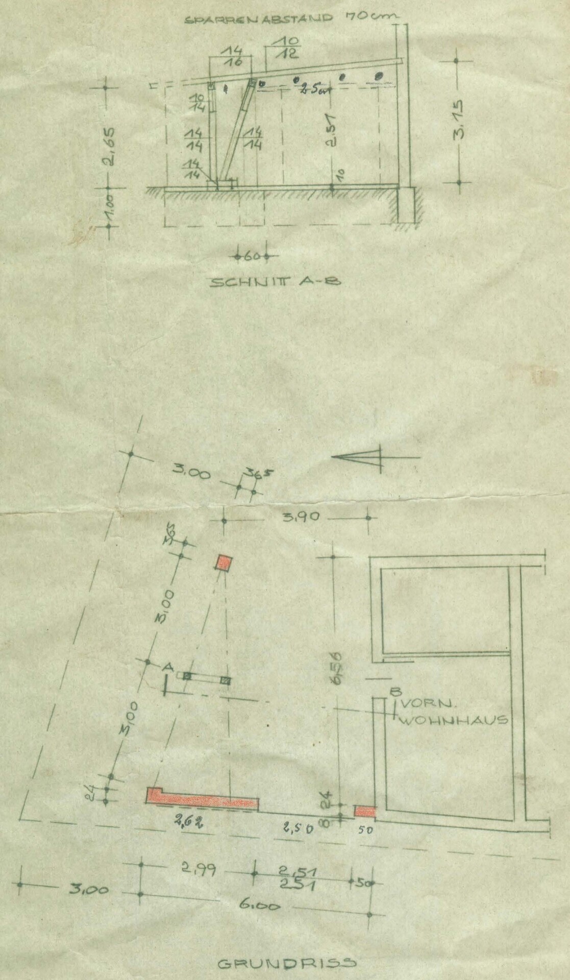 Grundriss, Carport, Schnitt