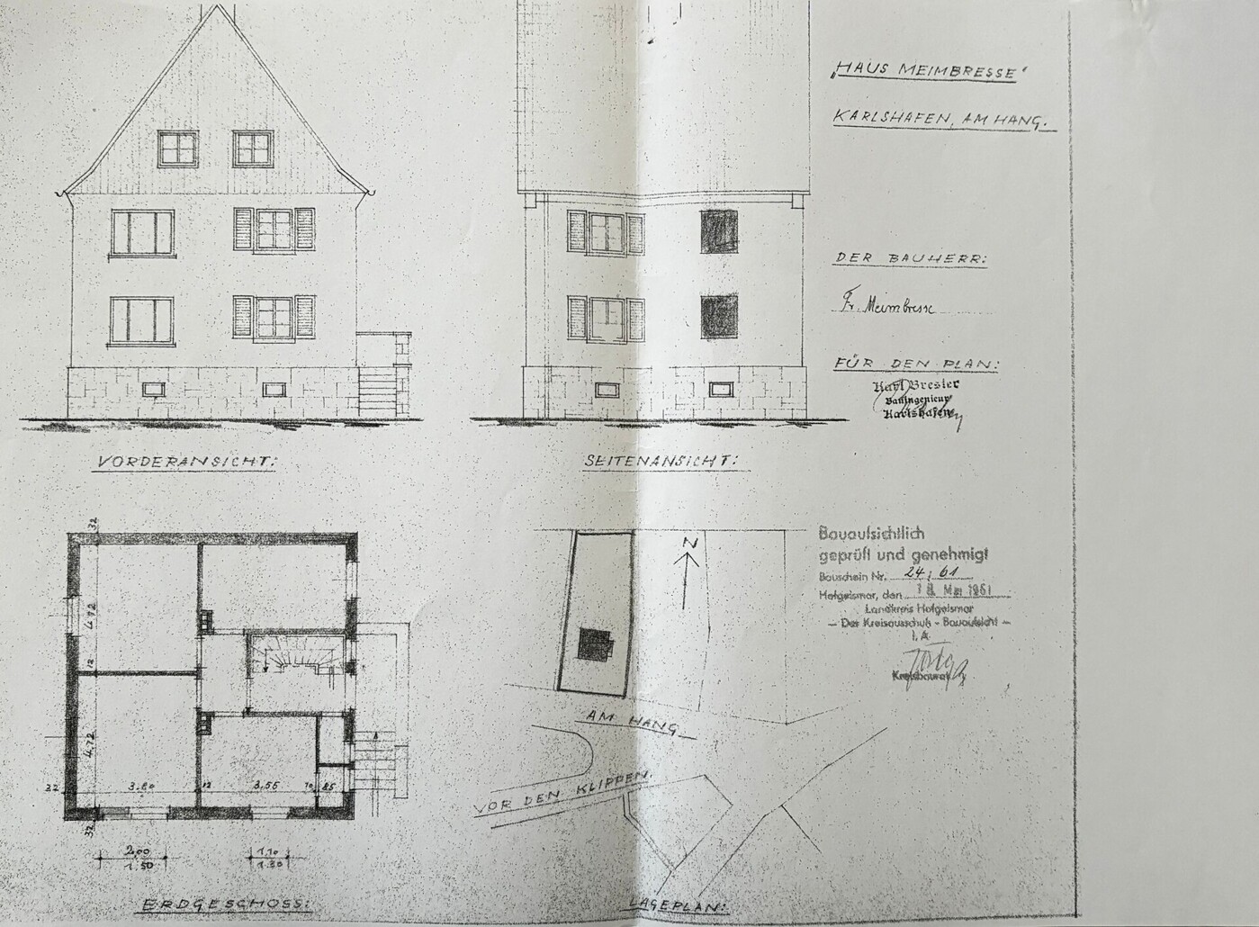 Grundriss EG, Lageplan, Ansichten