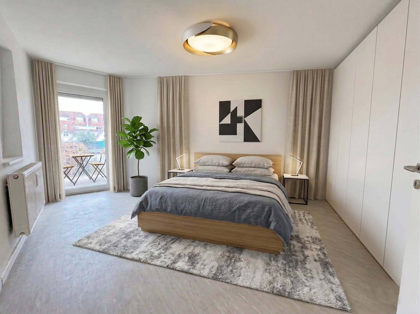 Schlafzimmer möbliert