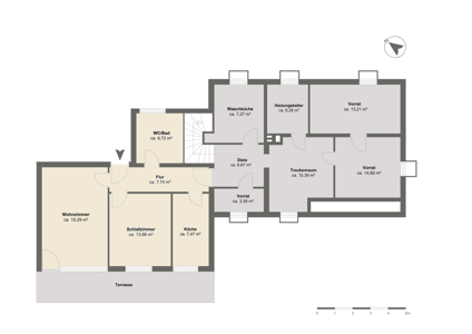 Kellergeschoss mit Einliegerwohnung 