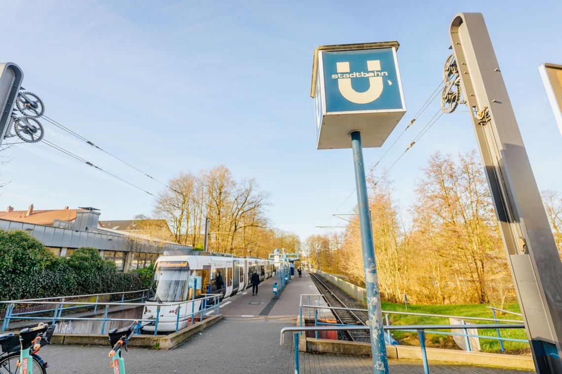 Stadtbahnhaltestelle in der Nähe