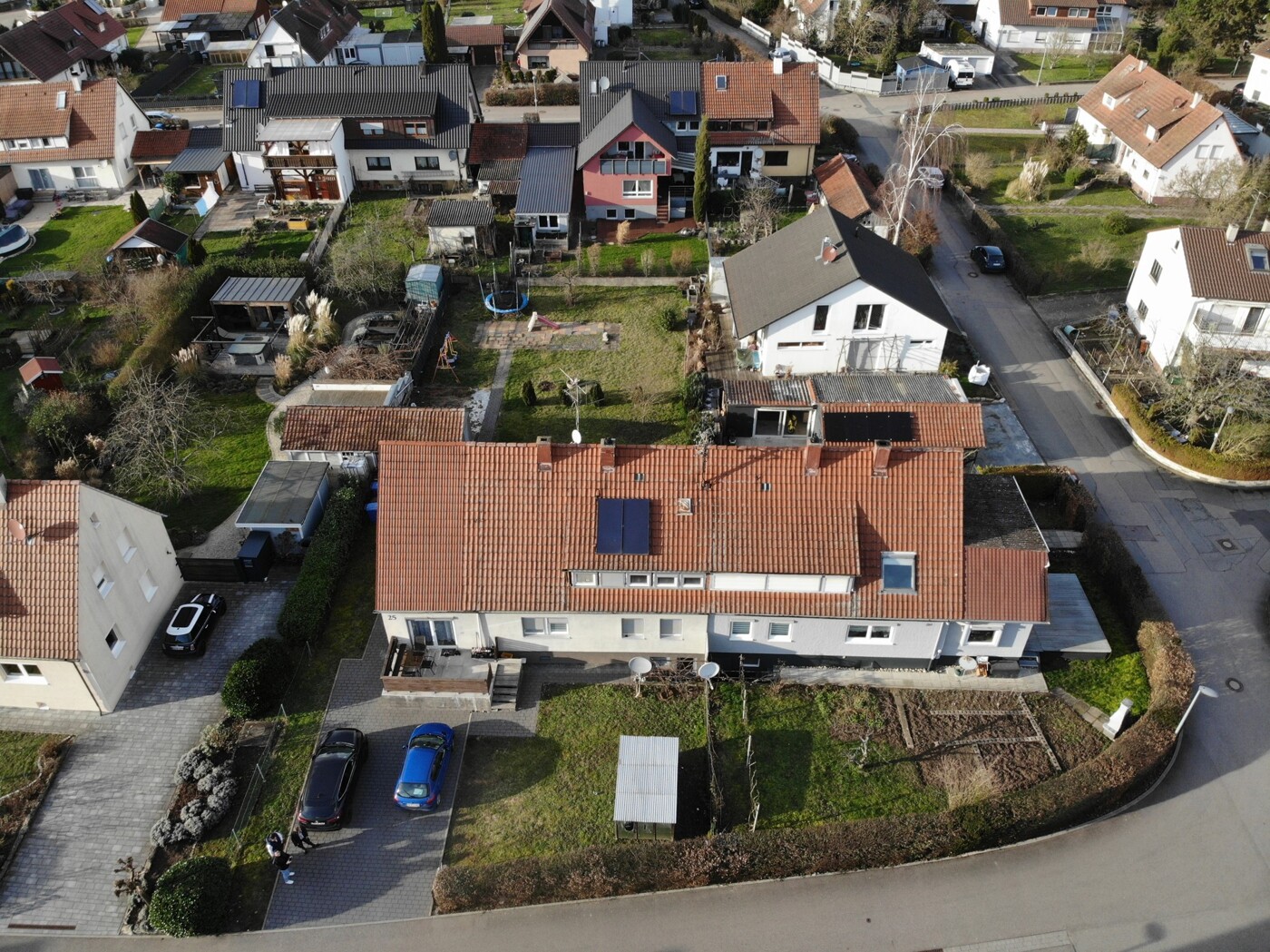 Blick von oben auf das Grundstück