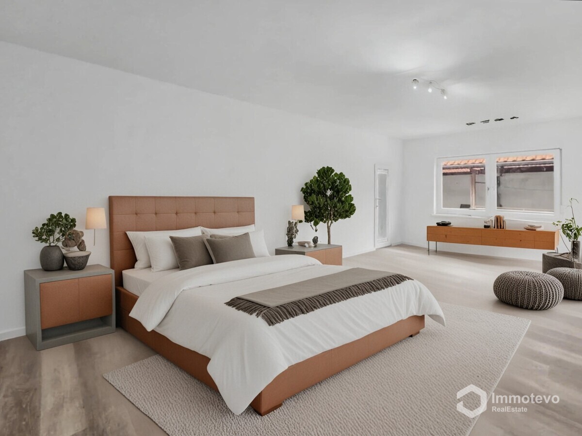 Schlafzimmer im Obergeschoß mit Digitalstaging