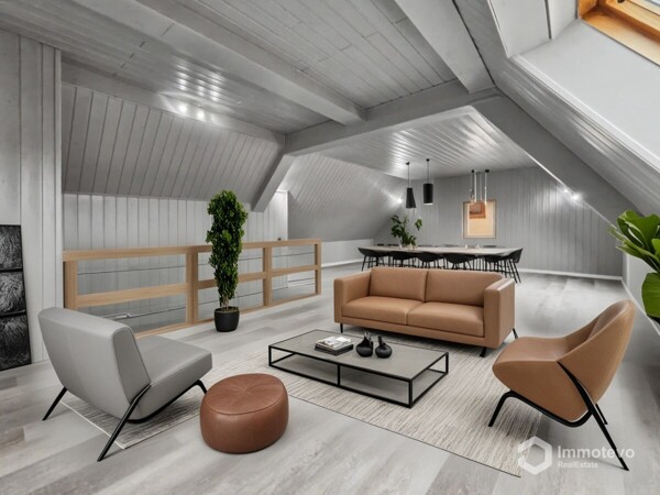 Wohnzimmer im Dachgeschoß mit Digitalstaging