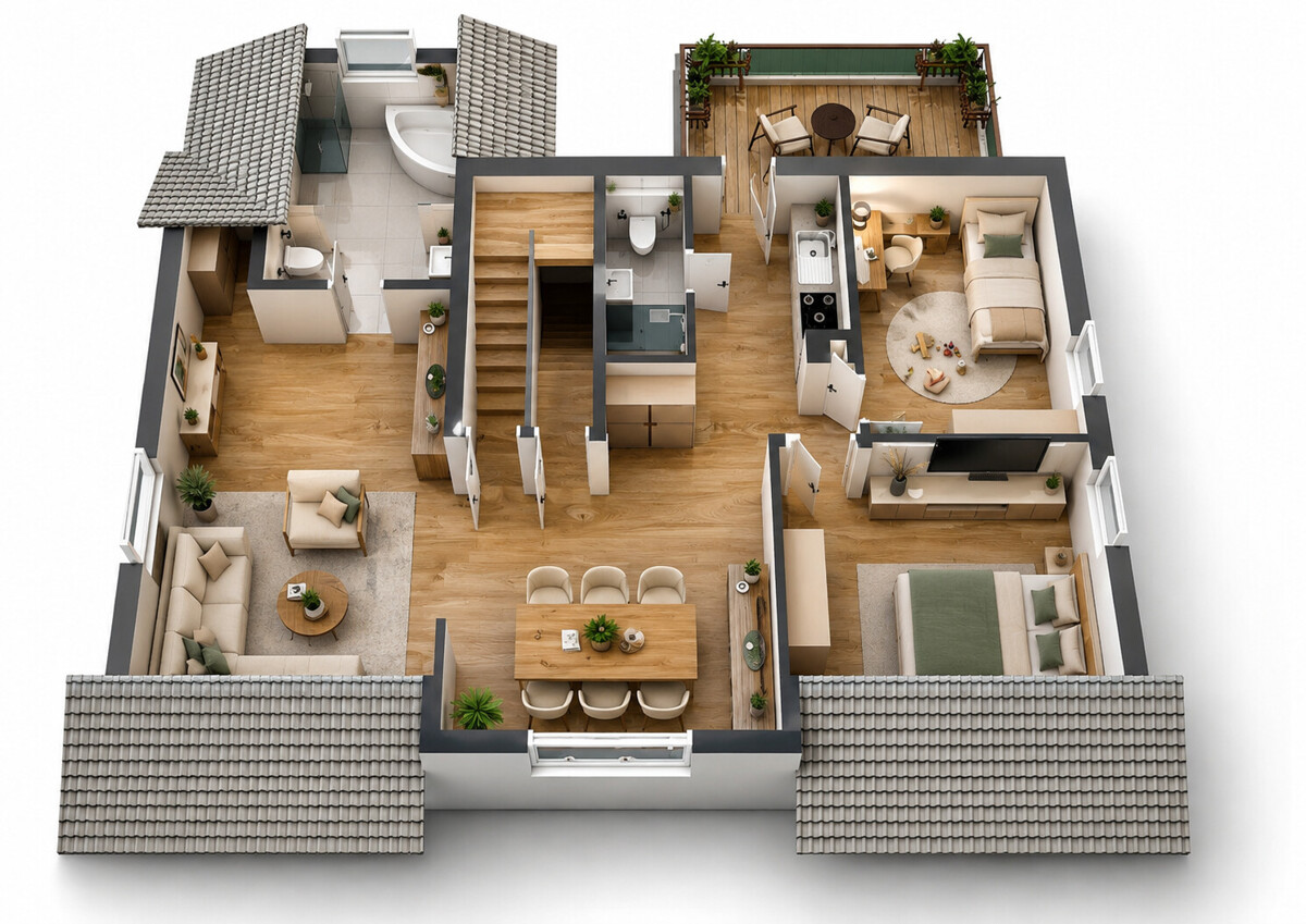 3D Grundriss - Obergeschoss