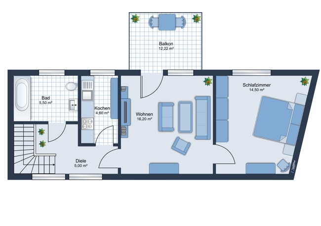 Haus 2, 2-Zi. 50qm