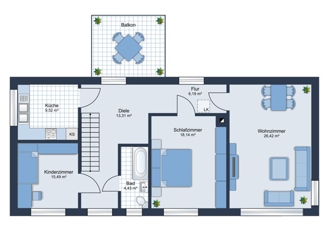 Haus 2, 3-Zi. Wg